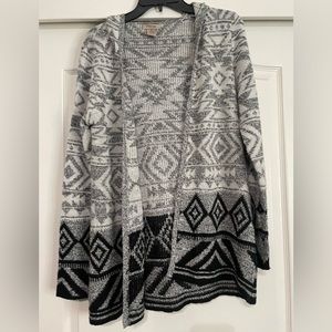 Black and grey Aztec print cardigan